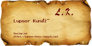 Lupsor Kunó névjegykártya